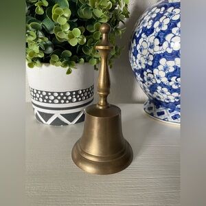 Vintage Heavy Solid Brass Hand Bell All Brass Handle ornate Classic Decor